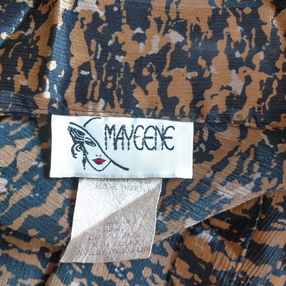 Dark Golden color with animal print blouse, shiny - Picture 8 of 9